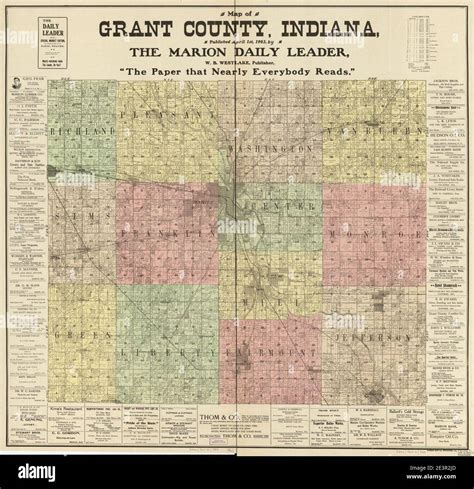 Map of Grant County, Indiana Stock Photo - Alamy