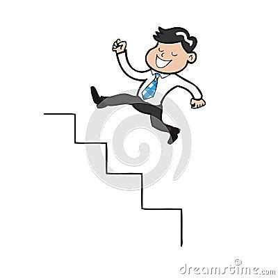 Businessman Jumping Up Stairs Cartoon Stock Vector Image 52680460