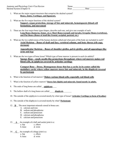 Anatomy And Physiology Unit 9 Practice Test