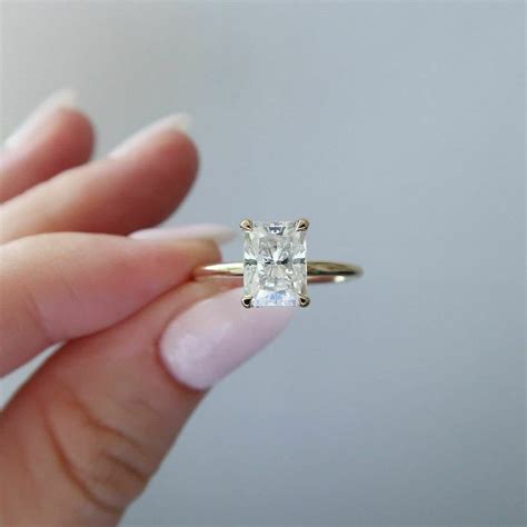 2ct Emerald Cut Moissanite Engagement Ring Yellow Gold Over Etsy