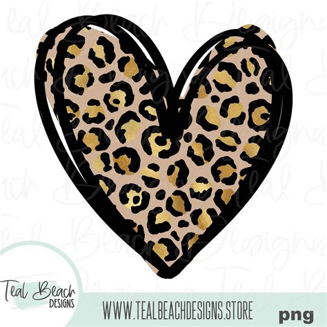 Leopard Print Heart Png Valentine Tee Design Heart Png Love Sublimation