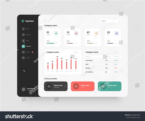 Dashboard Design Desktop App Ui Use Stock Vector (Royalty Free ...