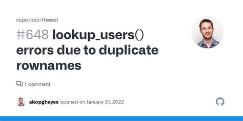 Lookupusers Errors Due To Duplicate Rownames · Issue 648 · Ropenscirtweet · Github