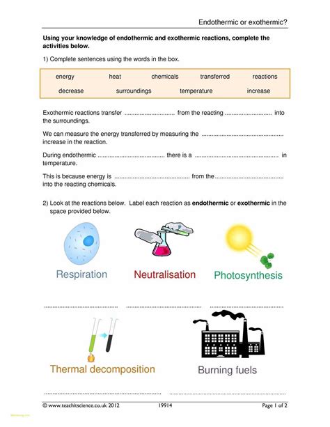 Introduction To Chemical Reactions Worksheet Introduction To