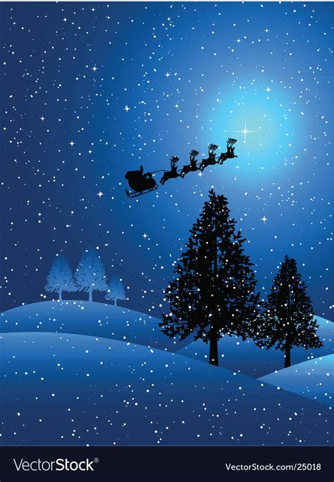 Santa on a snowy night Royalty Free Vector Image