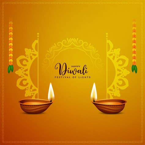 Hermoso Fondo De Saludo Del Festival Happy Diwali Con Diya Vector Gratis