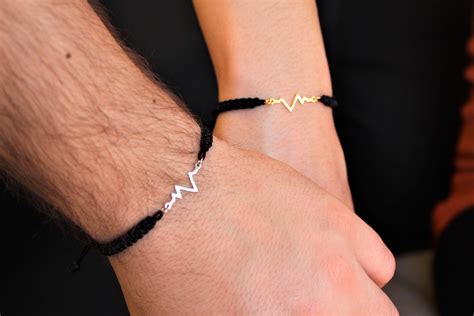 Latido Del Corazón Pulsera Pulsera De Parejas Pulseras Para Etsy