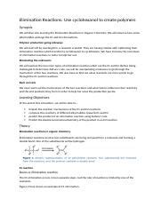 Module 9 Report Docx Elimination Reactions Use Cyclohexanol To