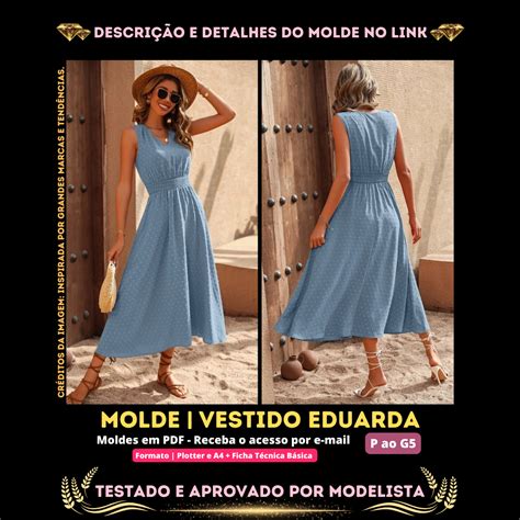 Molde Em PDF Vestido Eduarda ID 2935341 Empreendedora Digital JF