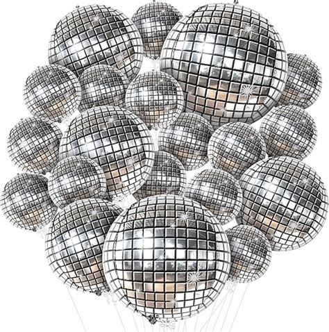 Katchon Silver Disco Ball Balloons Inch Pack Of Shiny Disco