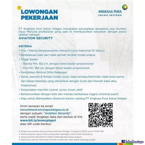 Lowongan Kerja PT Angkasa Pura Solusi Integra Agustus 2022