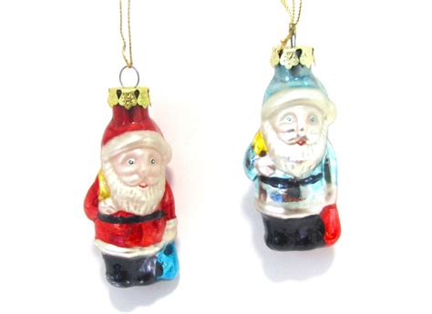 Vintage Blown Glass Santa Claus Christmas Ornaments Set Of Etsy