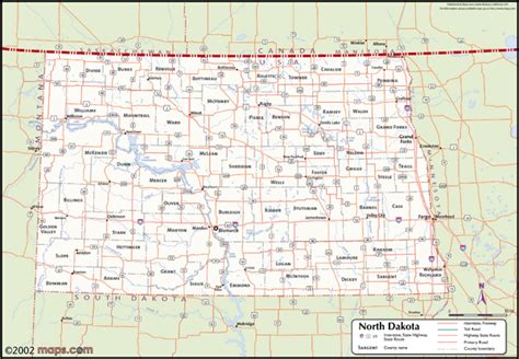 North Dakota County Map With Cities