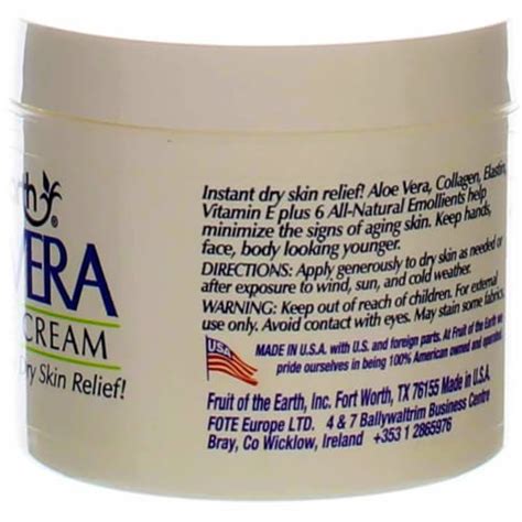 Fruit Of The Earth Aloe Vera Skin Care Cream 4 Oz 113 G 4 Oz King Soopers