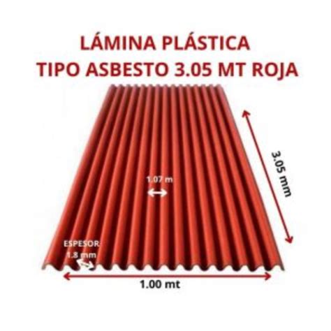 LAMINA PLASTICA TIPO ASBESTO 3 05 MT ROJA Macro Aceros