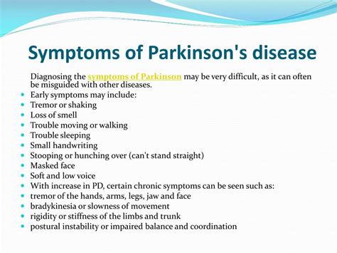 Ppt Parkinson’s Disease Overview Symptoms Causes Treatment And Diagnosis Powerpoint