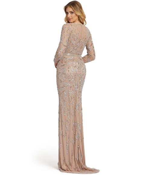 Mac Duggal Long Sleeve Embellished Sequin Gown Macys