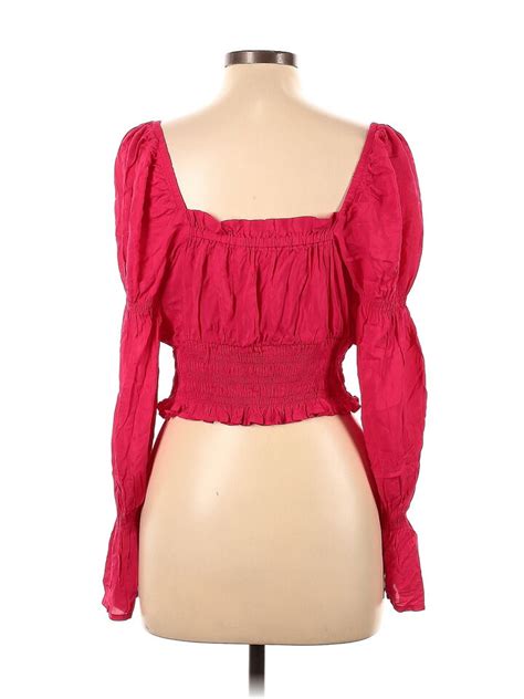 Open Edit Women Red Long Sleeve Blouse L Ebay