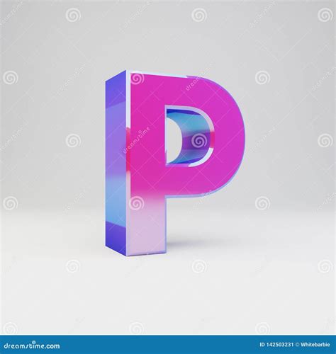 3d Letter P Uppercase Rendered Multicolor Metal Font With Glossy