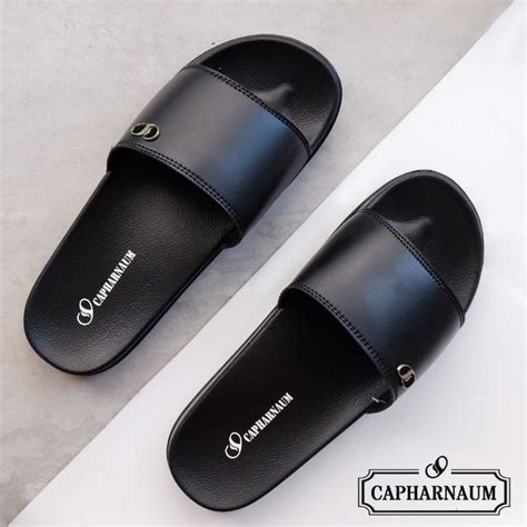 Jual Capharnaum Sls Sandal Slop Pria Slip On Hitam Sendal Selop Slide Anti Air Sandal Pria