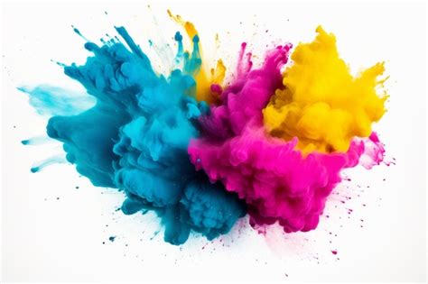 Premium Ai Image Burst Of Vibrant Colors Cmyk Holi Paint Color Explosion