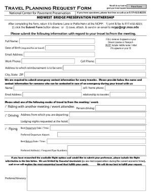 Fillable Online GHSP 07 Out Of State Travel Request Form 111KB Fax