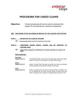 Procedure For Cargo Claims Doc Template Pdffiller