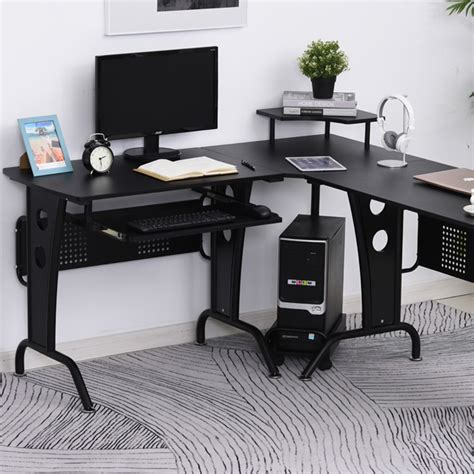 Portland L Shaped Corner Desk Black | Wilko