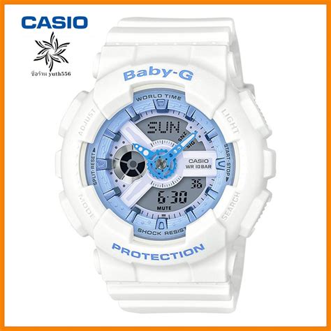 Casio นาฬิกาผู้หญิง Baby G ซีรี่ส์สีดำทองเทรนด์คู่จอแสดงผลกันน้ำกันกระ