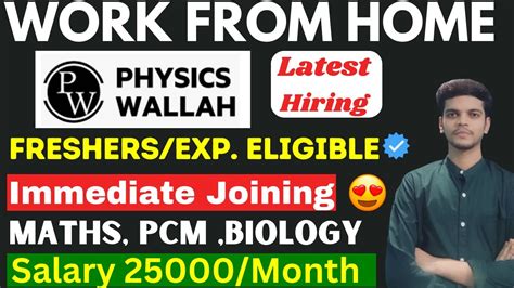 Work From Home Job Physics Wallah Hiring For Teachers Latest Job