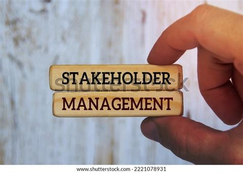 Hand Holding Wooden Blocks Text Stakeholder Stock Photo 2221078931