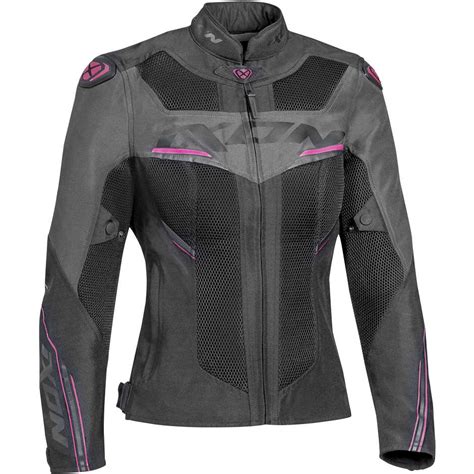 Veste moto femme en tissu d été perforé Ixon DRACO LADY Noir Fuchsia