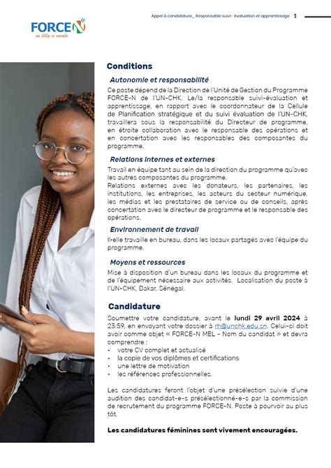 Le Programme FORCE N Sénégal recrute un Responsable suivi évaluation et