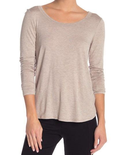 H By Bordeaux Women S Beige Scoop Neck Long Sleeve Knit T Shirt