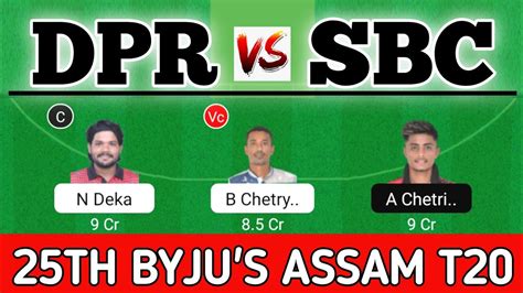 Dpr Vs Sbc Dream11 Prediction Sbc Vs Dpr Dream11 Dihing Vs Subansiri