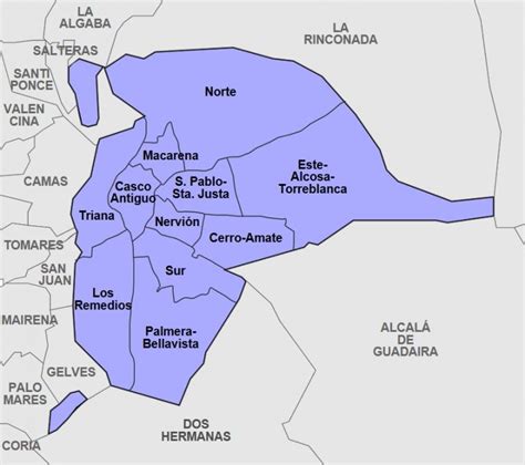 Districts And Neighbourhoods Of Seville Urban Sevilla