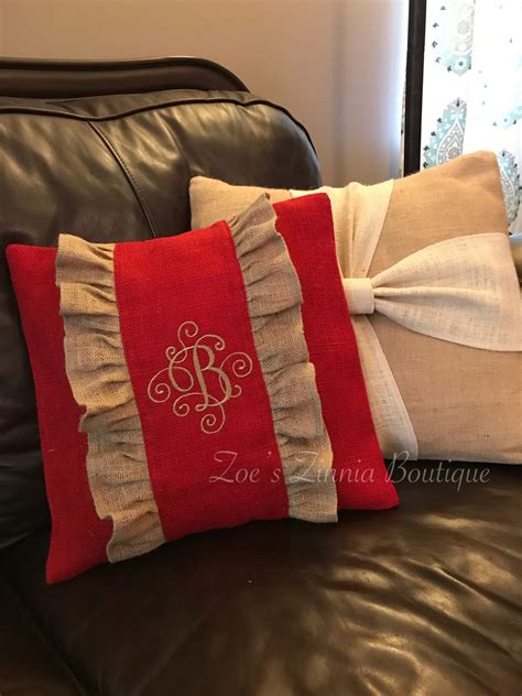 Monogrammed Pillow Cover Burlap Pillow Cover Personalized Etsy