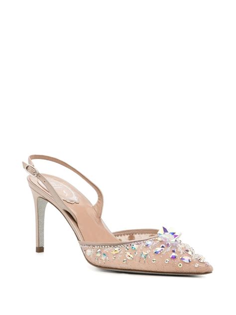 Ren Caovilla Crystal Embellished Mm Slingback Pumps Farfetch