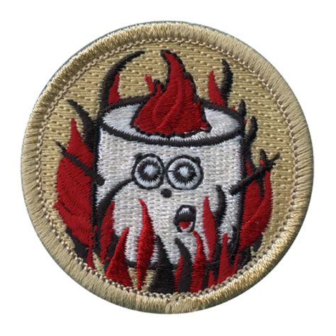 Cartoon Flaming Marshmallow Scout Patrol Patch