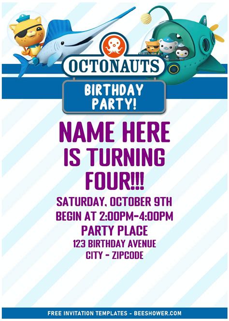 Nice Free Editable Pdf Under The Sea Adventure Octonauts Birthday