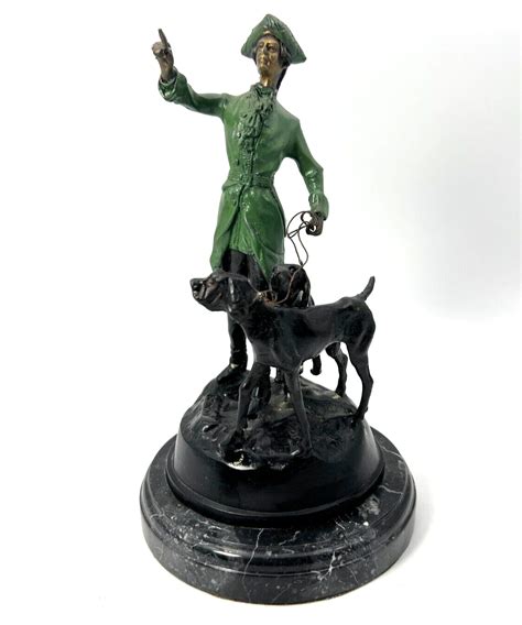 Vintage French Artist P J Mene Bronze Sculpture Of Huntsman With