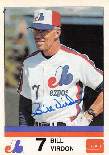 Bill Virdon Autographed Baseball Card Montreal Expos Stuart