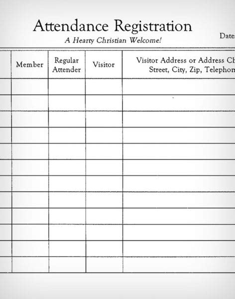 Attendance Registration Pads Covenant Bookstore