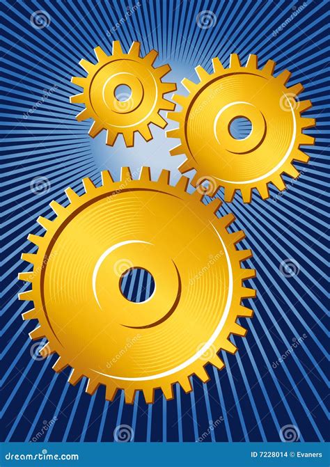 Gears With Golden Dollar Sign Pound Euro Symbol 3d Illustration