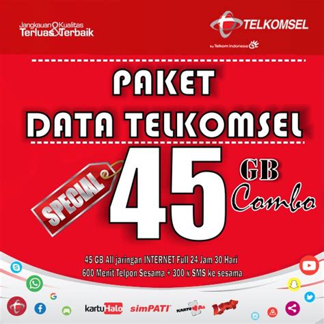 Jual Paket Data Telkomsel 45gb Spesial Combo 600 Menit Tsel 400 Sms