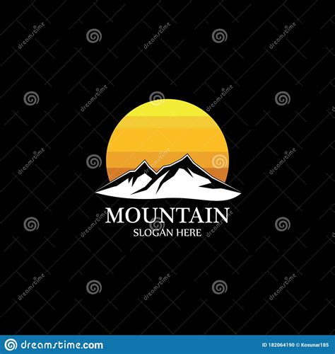 Mountain Sun Logo Design Concept Template Vector Stock Vector