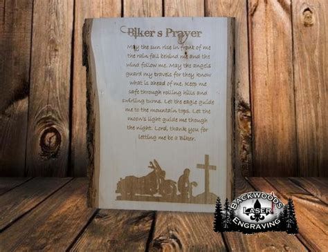 Biker S Prayer Laser Engraved Etsy