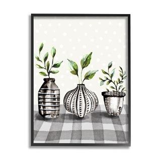 Stupell Potted Herbs Patterned Tartan Framed Giclee Art By Kate