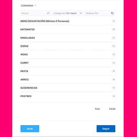 Nuevo Formulario Para Realizar Comandas Para Comida Para Llevar Take