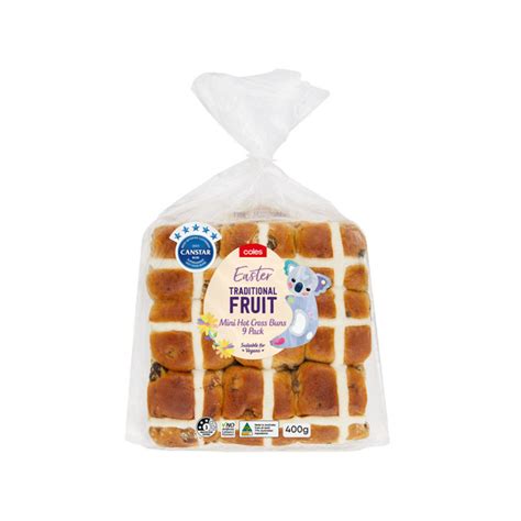 Buy Coles Traditional Fruit Mini Hot Cross Buns 9pk Coles